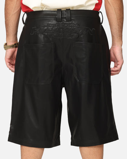 Loiter Motor PU Leather Shorts Black