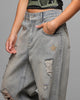 Loiter Star Layered Distressed Jeans Washed Blue