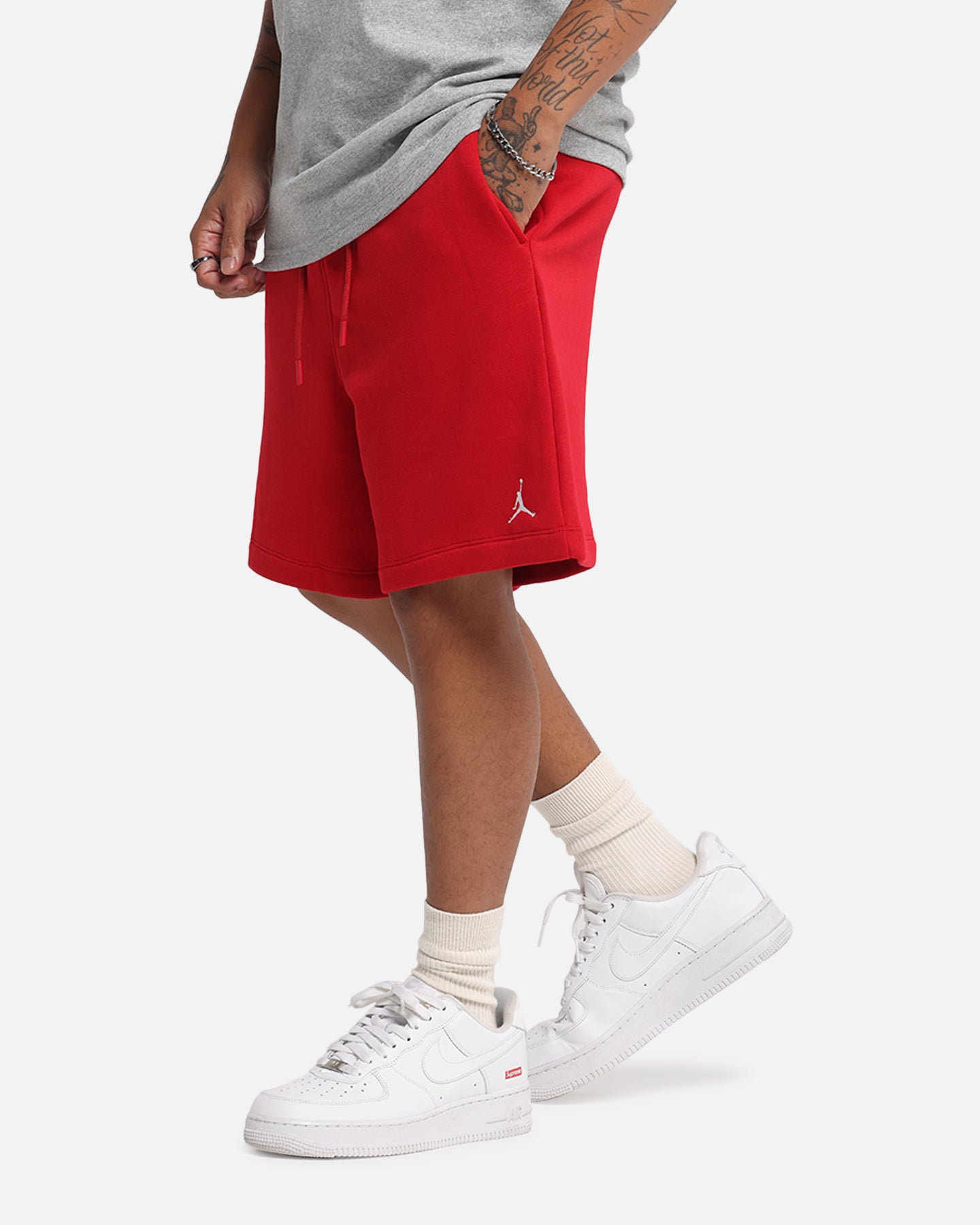 jordan fleece shorts red