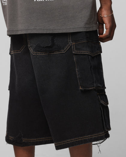 Loiter Collateral Cargo Shorts Black Wash