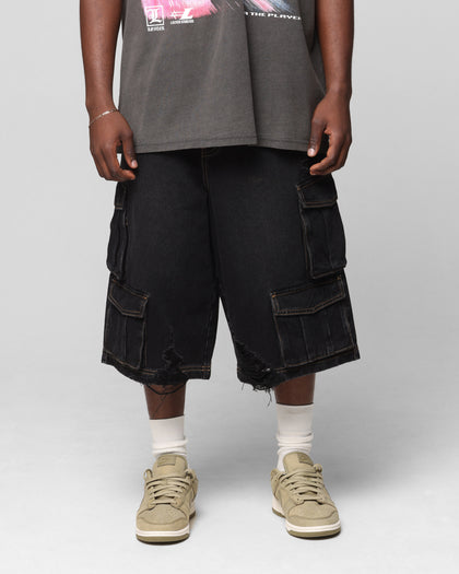 Loiter Collateral Cargo Shorts Black Wash