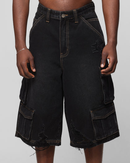 Loiter Collateral Cargo Shorts Black Wash
