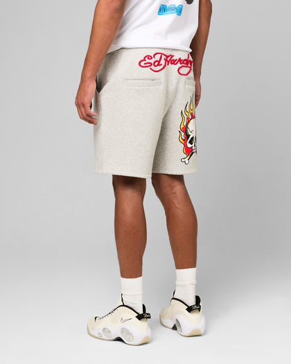 Ed Hardy Skull Fleece Shorts Grey Marle