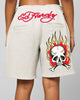Ed Hardy Skull Fleece Shorts Grey Marle