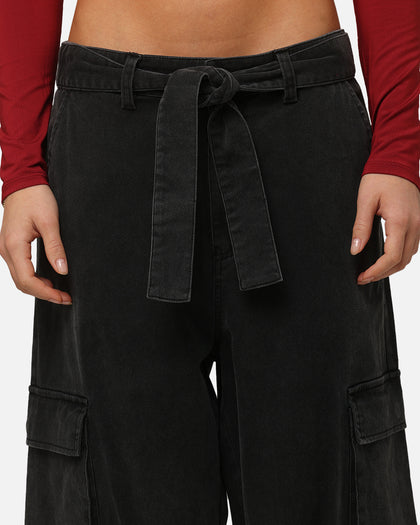 XXIII Tie Up Cargo Pants Washed Black