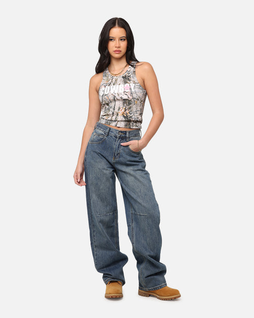 XXIII Women's Buckle Baggy Jeans Vintage Blue