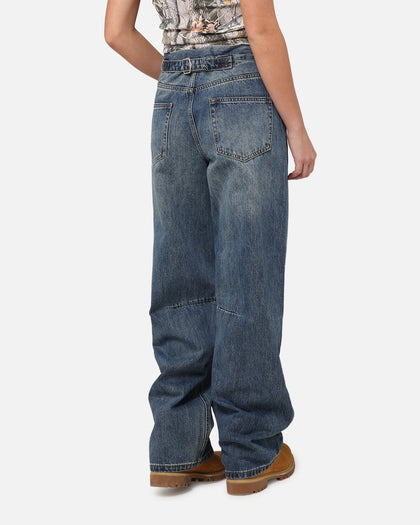 XXIII Women's Buckle Baggy Jeans Vintage Blue