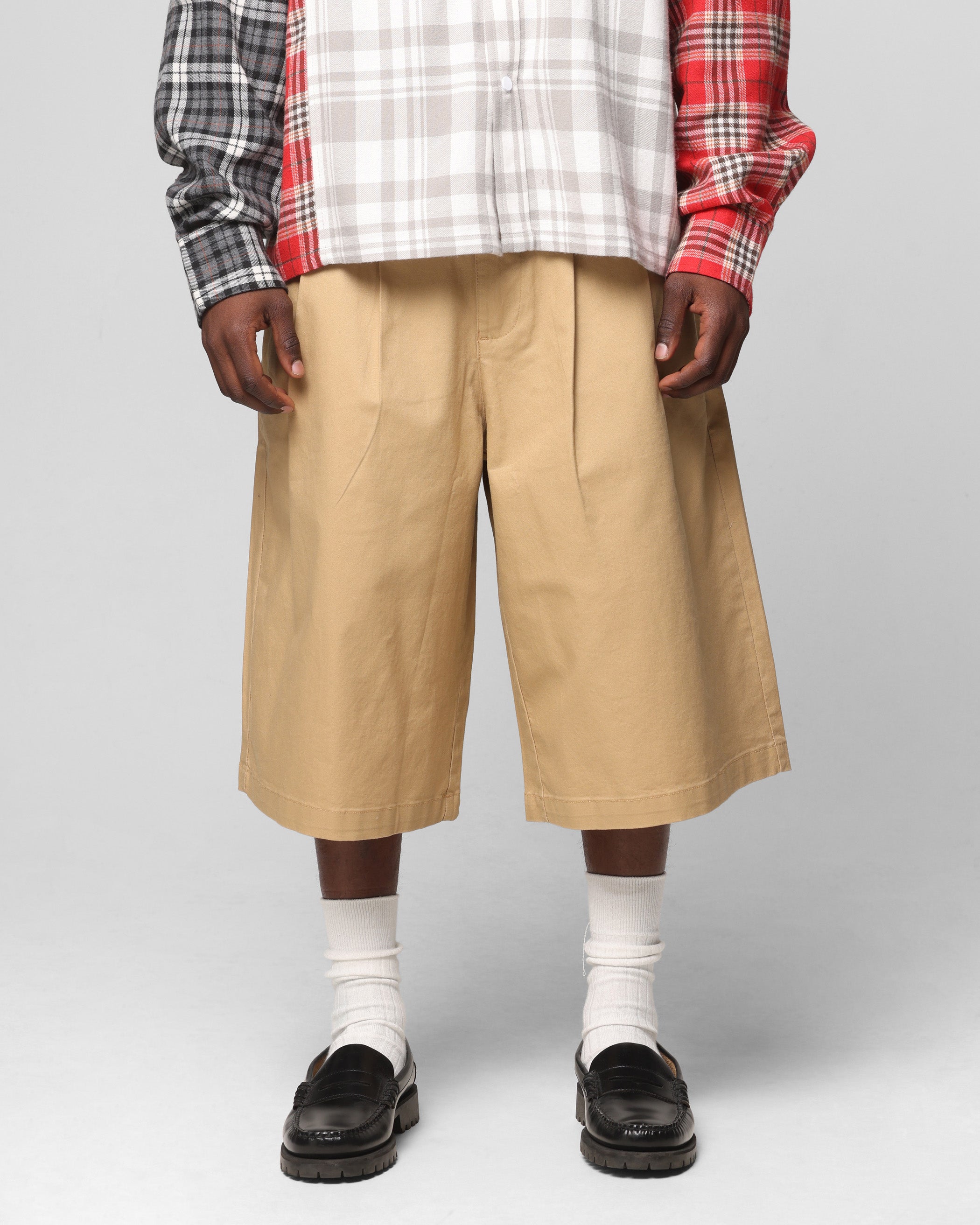 Loiter Wide Leg Chino Shorts Tan | Culture Kings