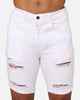 Saint Morta Dynasty Thrash V2 Denim Shorts White