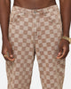 XXIII Checker Board Denim Jeans Tan