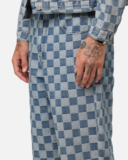 XXIII Checker Board Denim Jeans Blue
