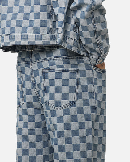 XXIII Checker Board Denim Jeans Blue