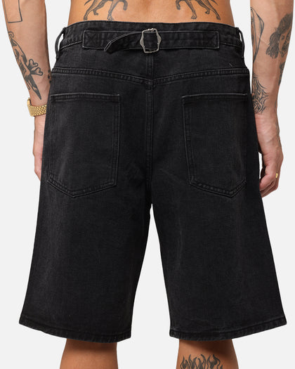 XXIII Diamond Buckle Back Jorts Black