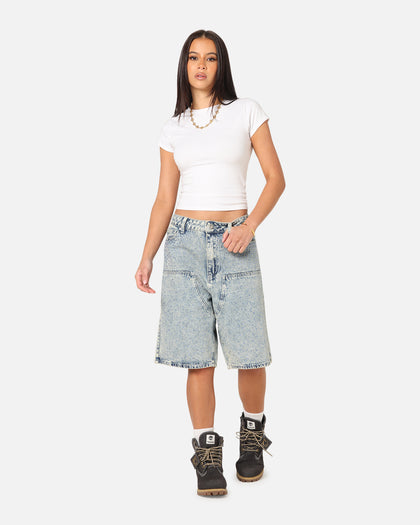 XXIII Diamond Buckle Back Jorts Blue Stonewash