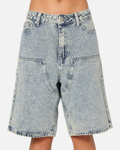 XXIII Diamond Buckle Back Jorts Blue Stonewash
