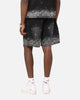 Criminal Damage Laser Print Denim Shorts Washed Black