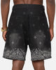 Criminal Damage Laser Print Denim Shorts Washed Black