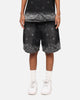 Criminal Damage Laser Print Denim Shorts Washed Black