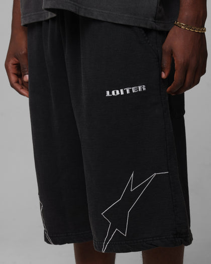 Loiter Dark Performance Fleece Shorts Washed Charcoal