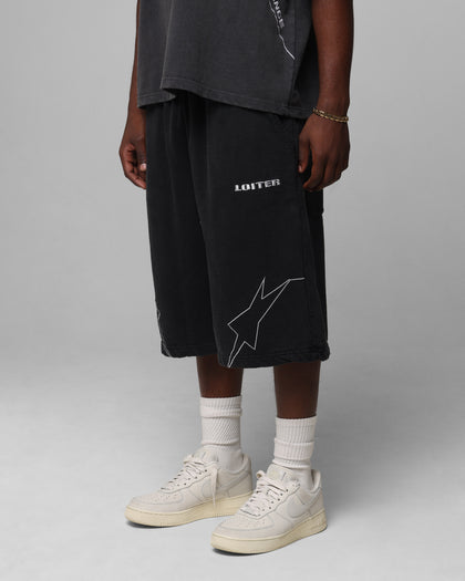 Loiter Dark Performance Fleece Shorts Washed Charcoal