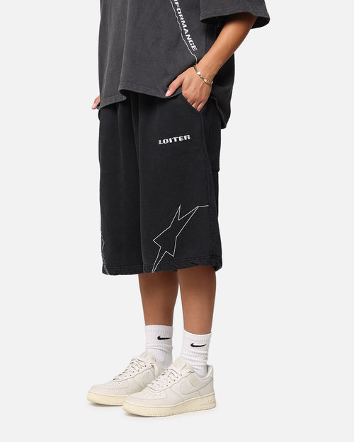 Loiter Dark Performance Fleece Shorts Washed Charcoal