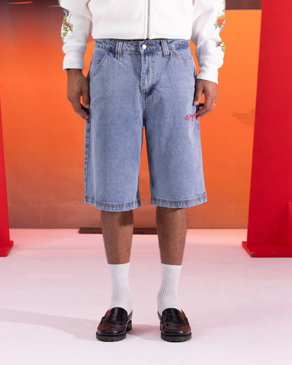 Ed Hardy Geisha Jorts Light Wash Blue