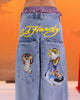 Ed Hardy Ultra Wide Leg Denim Jeans Light Wash Blue