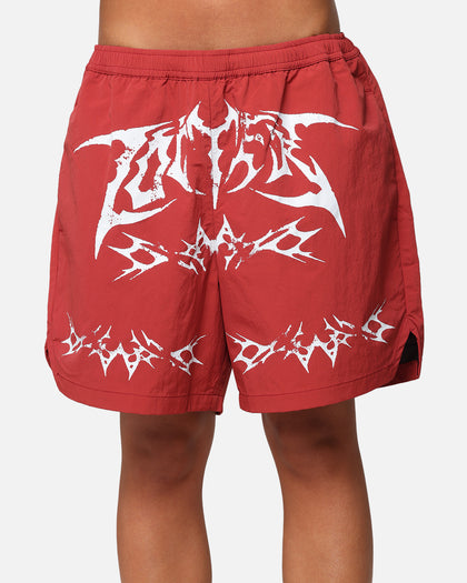 Loiter Stacked Metal Walk Shorts Burgandy