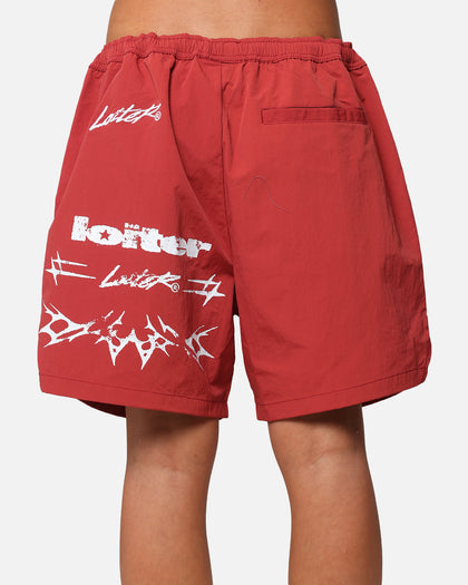 Loiter Stacked Metal Walk Shorts Burgandy