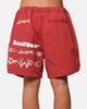 Loiter Stacked Metal Walk Shorts Burgandy
