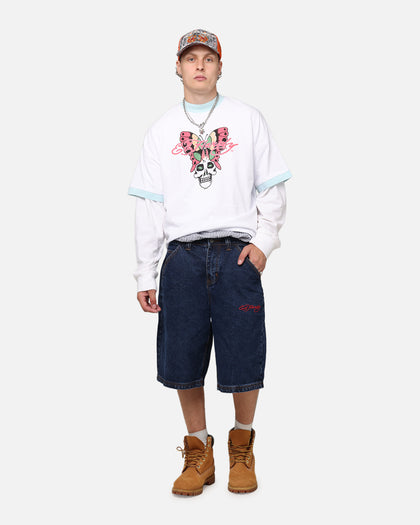 Ed Hardy Brave Hearts Jorts Indigo