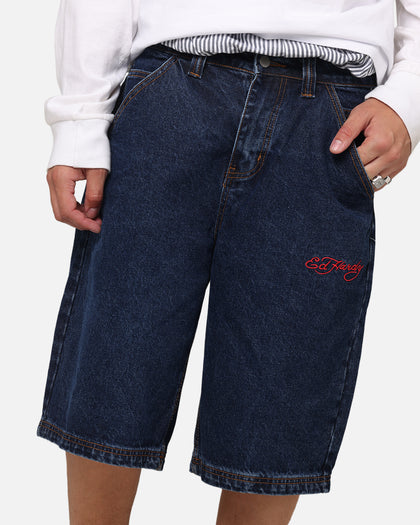 Ed Hardy Brave Hearts Jorts Indigo