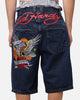 Ed Hardy Brave Hearts Jorts Indigo