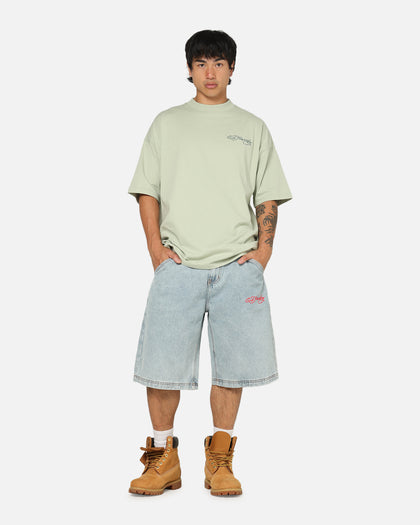 Ed Hardy Brave Hearts Jorts Light Wash Denim