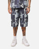 XXIII Printed Denim Patch Jorts Blue