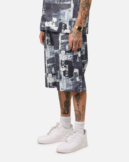 XXIII Printed Denim Patch Jorts Blue