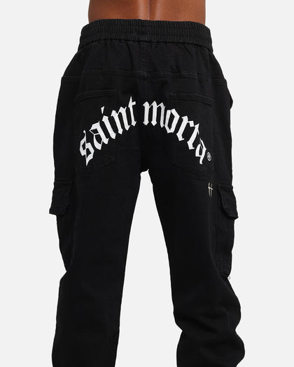 Saint Morta Gothic Cargo Joggers Black Shadow