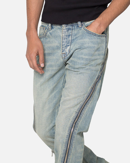 MNML D519 Zipper Flare Denim Jeans Vintage Blue