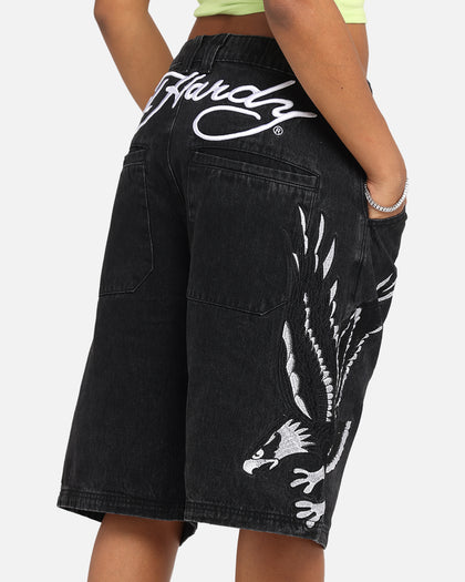 Ed Hardy Eagle Jorts Washed Black