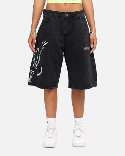 Ed Hardy Eagle Jorts Washed Black