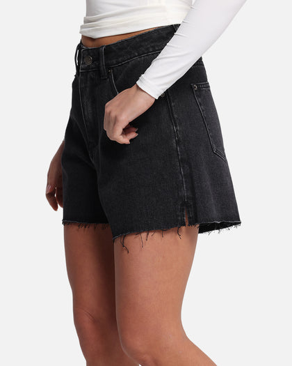 XXIII Women's High Cut A-Line Denim Shorts Washed Black