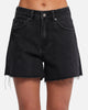 XXIII Women's High Cut A-Line Denim Shorts Washed Black