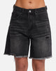 XXIII Women's Relaxed Denim Shorts Washed black