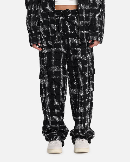 XXIII Boucle Tweed Cargo Pants Black/White