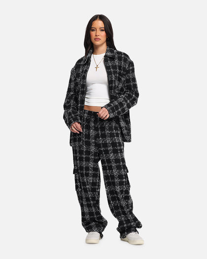 XXIII Boucle Tweed Cargo Pants Black/White