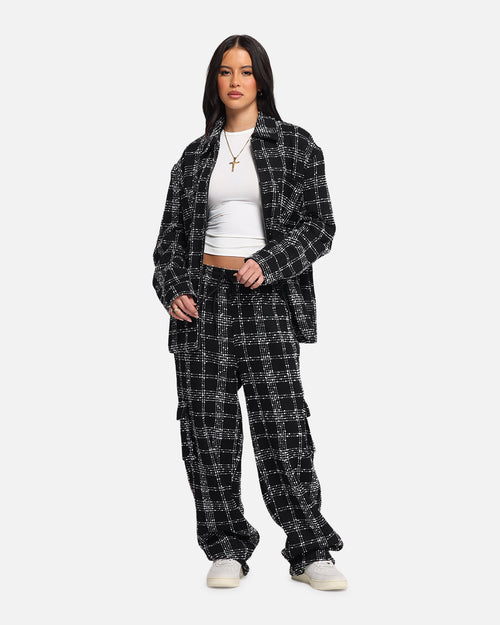 XXIII Boucle Tweed Cargo Pants Black/White