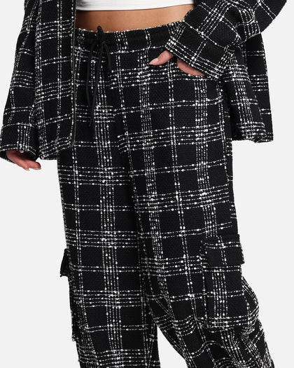 XXIII Boucle Tweed Cargo Pants Black/White