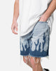 MNML Flame Denim Shorts Blue