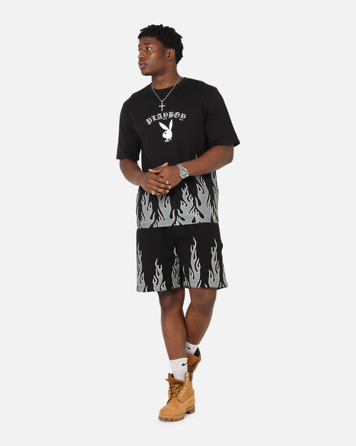 Playboy Gothic Flames Shorts Black