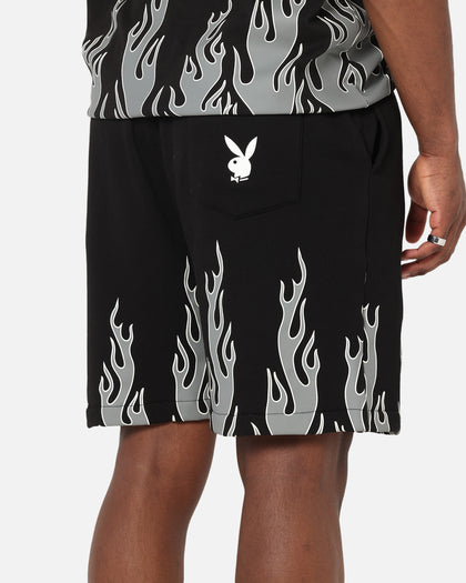 Playboy Gothic Flames Shorts Black